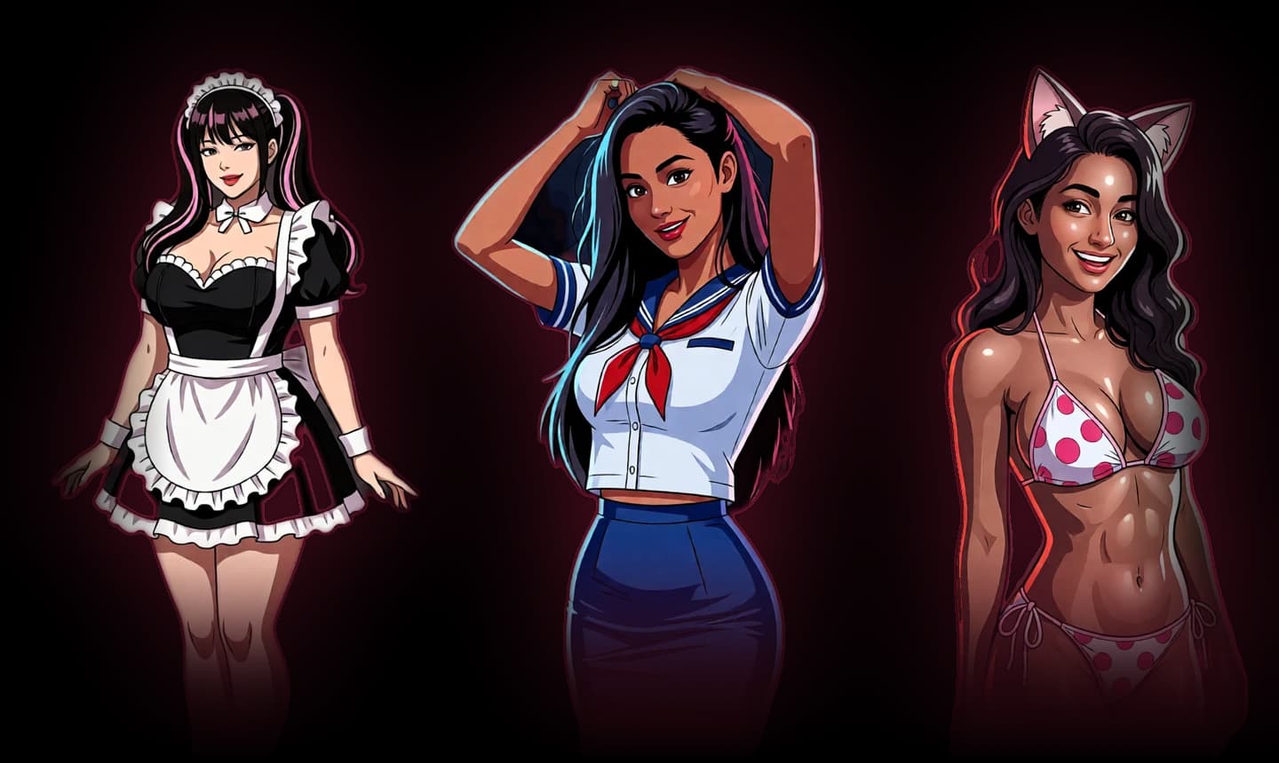 AI waifu anime companions ready to chat and generate on Secret Desires AI